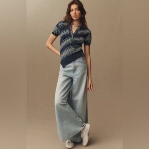 Pilcro Short Sleeve Asymmetrical Polo Sweater  NWT